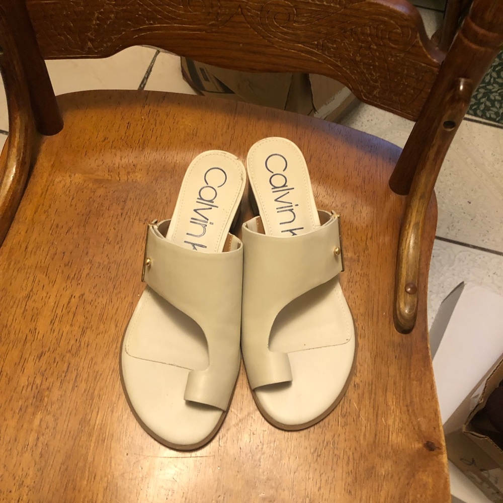 Calvin Klein daria leather block heel sandal